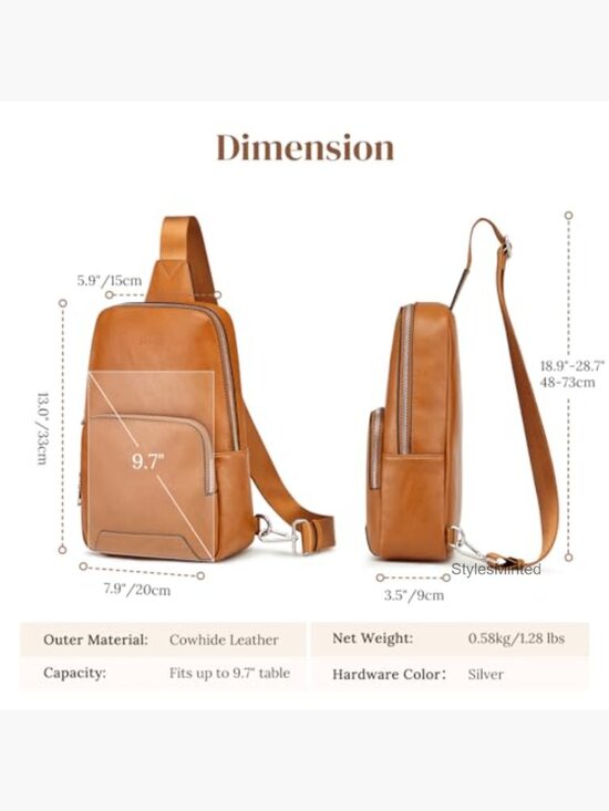 Genuine Leather Sling Bag Crossbody Backpack RFID Blocking Travel Daypack Chest main image 6